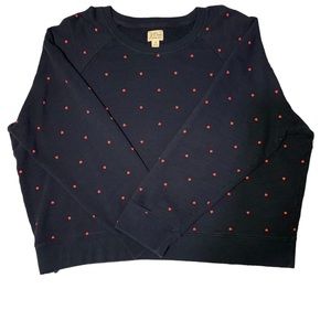 J Crew Heart Navy Crewneck Sweatshirt 2XL